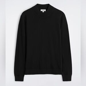 COS black mock neck sweater with side slits wool blend, size large